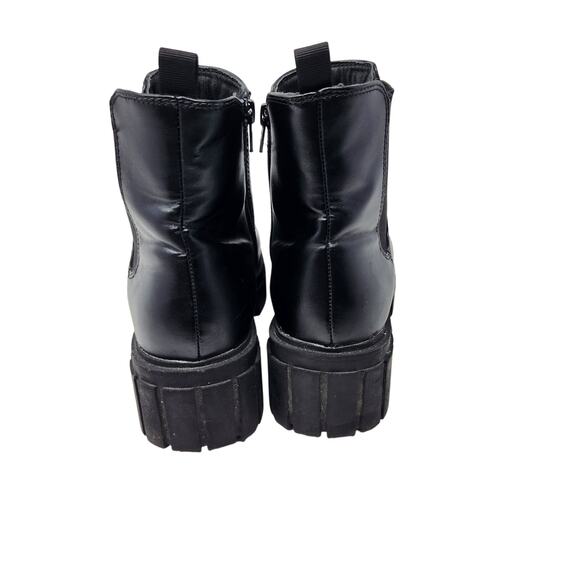 SM New York Black Leather Pull On Chunky Platform Chelsea Ankle Boots Size 8.5M - Picture 6 of 10